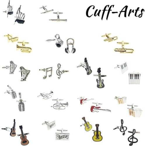 New High Quality Brass Musical Instruments Sax Trumpet Drum Piano Violin Music Symbol French shirt Cufflinks By Cuffarts PT0024