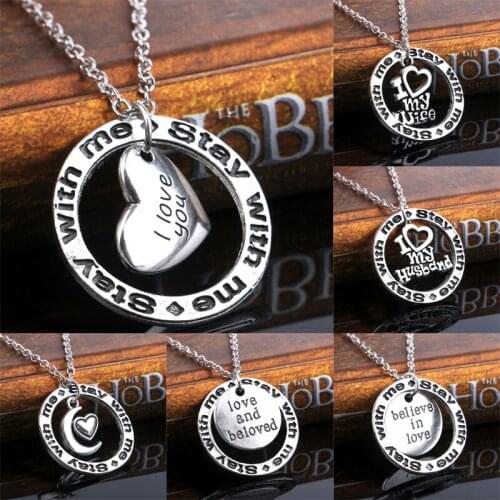 Love Heart Mom Dad Husband Wife Hollow Pendant Necklace Couples Lovers Gifts Women Men Jewelry Charm Chain Necklaces