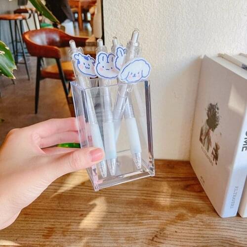 Transparent Makeup Brush Holder Organizer Pen Holder Desk Cosmetic Storage Box Acrylic Jewelry Student Stationery Container