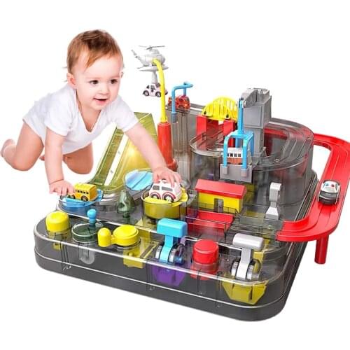 Educational Toy Transparent Adventure Game Racing Rail Car Model Racing Kid Track Car Brain Game Mechanical Toys for Children