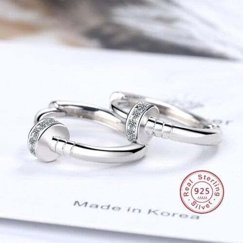 925 Sterling Silver Smooth Men Women Models CZ Small Earring for Women Earring Sterling-silver-jewelry Prevent Allergy Brinco