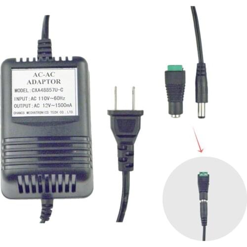 CHANCS Power Supply Input 120V AC Ouput 12V AC 1500mA Wall Power Adapter 5.5mm X 2.5mm