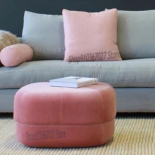Nordic Fabric Sofa Foot Stool Coffee Table Round Stool Shoe Changing Stool Living Room Sitting Pier Fashion Creative Low Stool