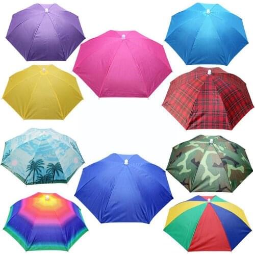Portable Rain Umbrella Hat Foldable Outdoor Fishing Umbrella Travel Multifunction Cap Hiking Sun Anti-UV Shade Anti-Rain Ca I2Y8