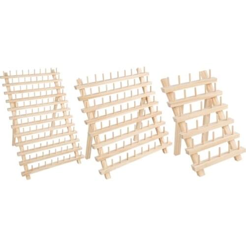 634E Foldable Wooden Thread Holder 30/80/120 Spools Sewing Embroidery Thread Rack Organizer Wall Hanging Cones Stand Shelf
