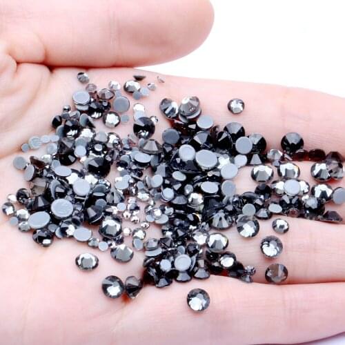 Hotfix Rhinestones For Nails ss6-ss30 And Mixed Black Diamond Strass Nail Art Glass Stone Glitter Decoration Design