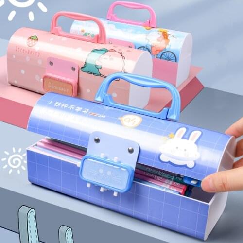 Super Cute Portable Pencil Cases Cartoon Pattern Pen Case Waterproof Large Capacity Stationery Box Office School Storage Bag