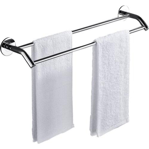 Punch-free towel rack 304 stainless steel bathroom pendant bathroom hanging rack nail-free single rod double towel bar