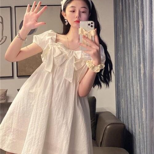 Dresses For Women Womens A- Line Dress With Bow Vestido De Mujer Femme Robe