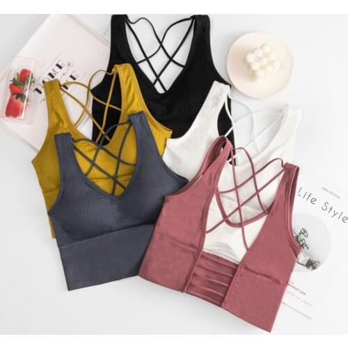 1PCS Women Crop Top Bra Female Tank Top Vest Sexy Back Running Wireless Seamless Underwear Sports Bras 2021 New