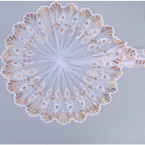 1Yard 20cm Sequin Embroidery Mesh Lace Materials For DIY Patchwork Women Clothes Dress Home Textiles Accessories