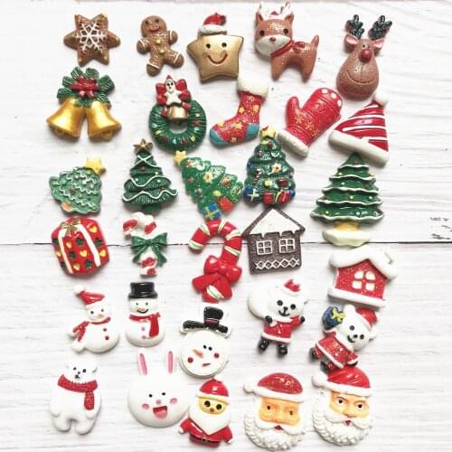10pcs New Christmas Slime Charms DIY Cake Phone Decor Clay Resin Flatback Charms Clear Slime Supplies Kit Toys
