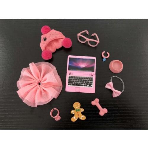 Rare 10 PCS Accessories Hat Skirt Collar Biscuit Bone Glasses Skirt Bowl Best Gift for Your Kids Who Loves Collect Pet