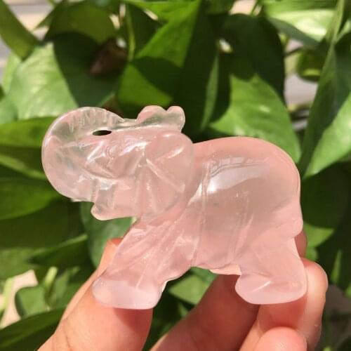 2" Natural Rose Quartz Crystal Hand-carved Elephant For Home Decor L408