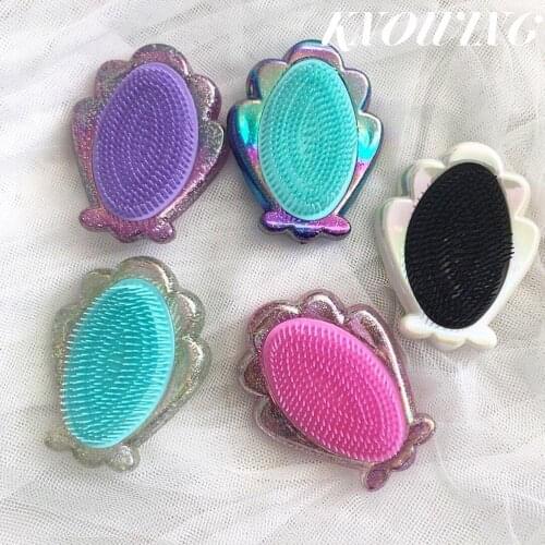 24 pcs girl heart shell comb children massage portable air cushion hair comb