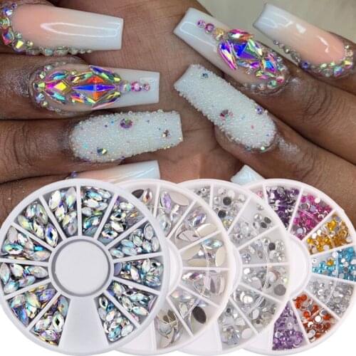 3D Nail Glitter Crystal Small Nail Rhinestones Manicure Mixed Gem Glass Micro Irregular Bead Nail Decorations DIY Accessories