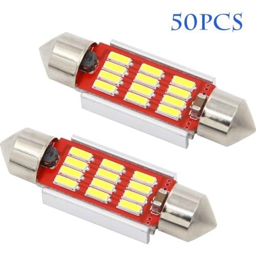 50pcs Festoon C5W CANBUS 31/36mm 39/41mm no ERROR FREE 4014 12LED 10Smd Interior Dome Light White/Ice Blue LED reading Bulb 12v