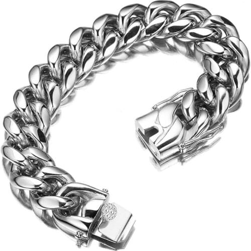 6/8/10/12/14/16/18mm Fashion Jewelry Silver Color Stainless Steel Cuban Curb Chain Wristband Unisex Men Bracelet Bangle 7-11inch