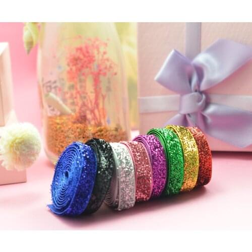 8 Yards 3/8' Glitter Velvet Fabric Ribbon For Wedding, Decoration, Gift Wrap
