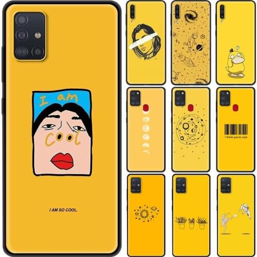 Phone Accessories Case for Samsung Galaxy A32 A52 A72 4G A12S A12 A02S A51 A71 A41 A01 5G Luxury Cover Yellow Aesthetic Art