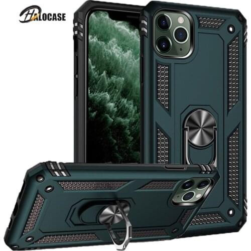 Military Metal Ring Buckle Stand Phone Case For iphone 12 Mini 11 Pro XS Max XR X 6 6S 7 8 Plus SE 2020 Magnetic Car Ring Cover