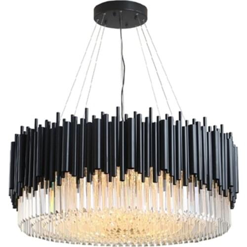 Black modern chandelier lighting living room round crystal lamps large home decor light fixtures luxury cristallo lampadario
