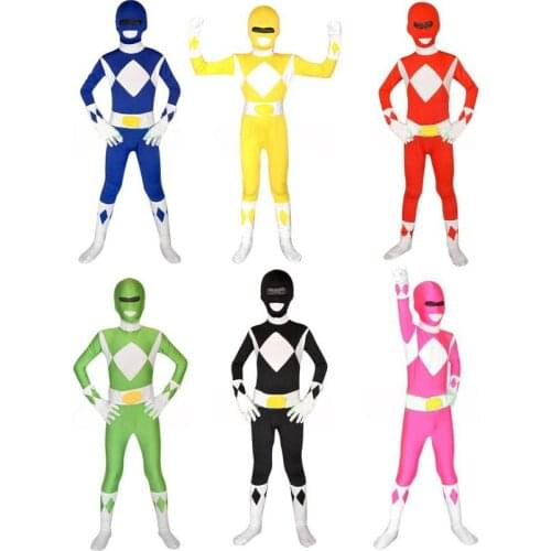 Super Sentai Kyoryu Sentai Zyuranger Rangers Kids Costumes Red/Black/Blue/Pink/Yellow/Green Children Cosplay Suit Custom Made