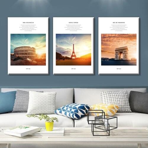 Ancient Relics, Architecture, Landscape Painting, Posters, Simple Home Decoration Painting in Northern Europe, Letter Element