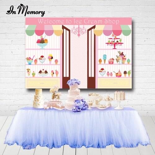 InMemory Ice Cream Shop Photography Backgrounds Pink Candy Bar Door Girls Birthday Party Backdrops For Photo Studio Custom 7x5ft