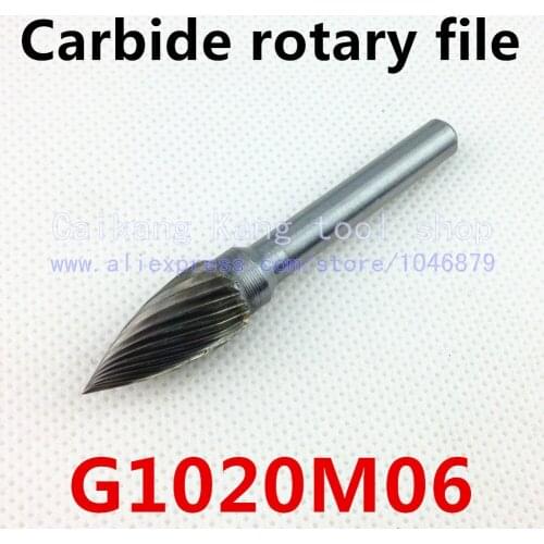 Head 10mm,Arc pointed nose,carbide rotary burrs, rotary burrs, deburring with rasp, carbide burrs, carbide grinding. G1020M06