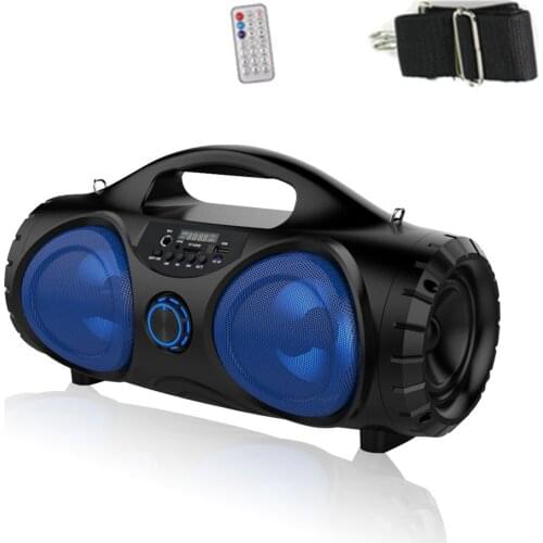 HYASIA Portable Outdoor Speaker LED Light FM Subwoofer Wireless Speakers Bluetooth PC Stereo Loudspeaker Support MIC AUX USB TF