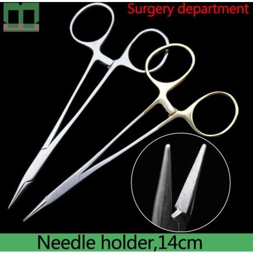 Needle holder 14cm stainless steel Cosmetic and plastic surgery instruments Surgical tools Aureate handle porte-aiguille