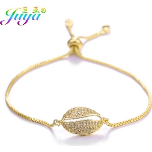 Juya New Design Christmas New Years Halloween Bracelets For Women Micro Pave Zircon Charms Shell Evil Eye Bracelets Wholesale