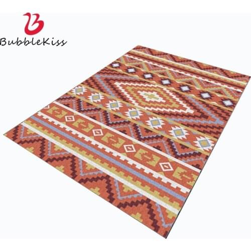Bubble Kiss Ethnic Style Geometric Pattern Red Carpets for Living Room Home Customized Soft Area Rugs for Bedroom Bedside Mats
