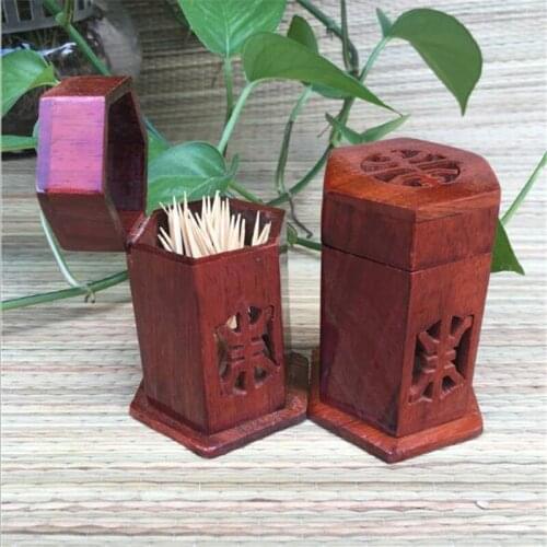Mahogany Rosewood Toothpick Holders Organizer Solid Wood Hollowed Toothpick Holder Creative Toothpick Box Home Table Decor