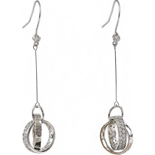 LANFLORA new zircon contracted women long earrings for birthday gift copper alloy cheap factory shop earrings wholesale price