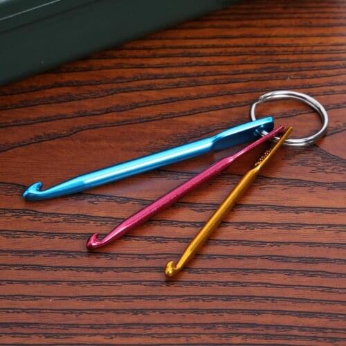 3pcs Hot Mixed Aluminum Knit Needle Crochet Hook Needle Keychain Keyring Sewing Tools Accessories 2021