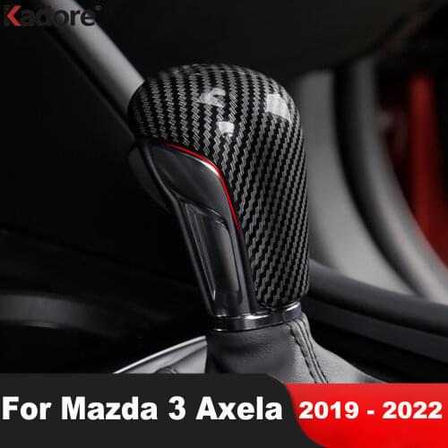 For Mazda3 For Mazda 3 Axela 2019 2020 Carbon Fiber Speed Gear Shift Knob Head Cover Cap Sticker Trim accessories