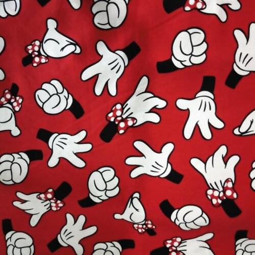 Cartoon Cute Mouse Fingers Cotton Fabric for Patchwork Bedding Set Hometextile Curtain Cushion Cover DIY Needlework Material