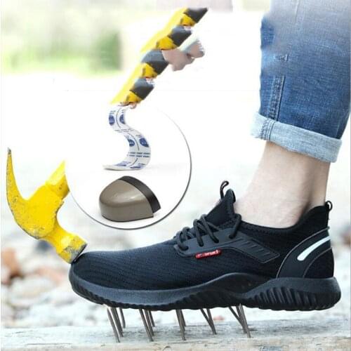 Mens Work Safety Shoes Men Sneakers Outdoor Steel Toe Male Shoes Security Construct Ankle Boots Anti-smashing Work Safety Boots