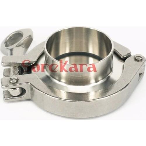 A Set 45mm Sanitary Tri Clamp Weld Ferrule + Tri Clamp + Silicon Gasket + End Cap 304 Stainless steel