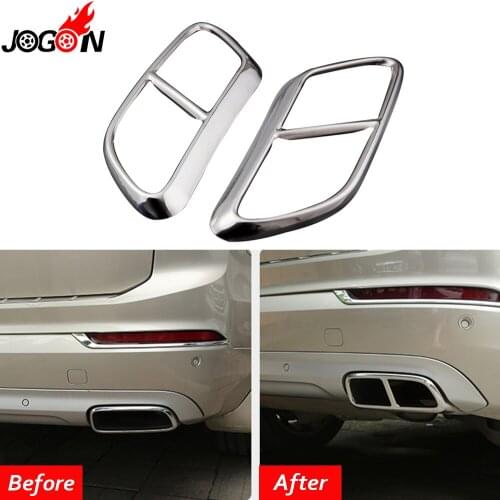 For Volvo XC90 2015 2016 2017 2018 Car Rear Dual Exhaust Muffler End Pipe Stickers Cover Trims Accessories Stainless Steel
