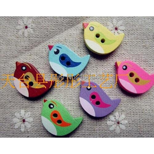 2015 New 100pcs Mixed 2 Holes Peace Dove Wooden Buttons Sewing And Scrapbooking 22x15mm Sewing Accessories