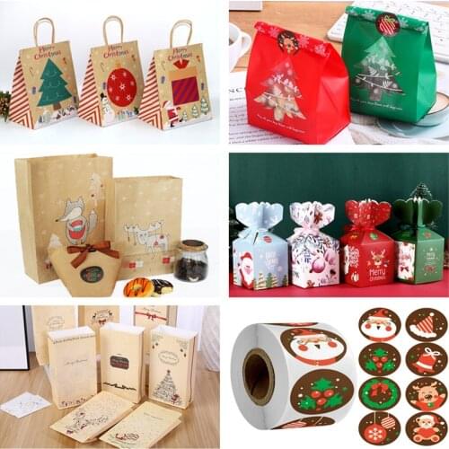 Navidad 2021 Santa Gift Bag Candy Bag Snowflake Gift Box Merry Christmas Decorations for Home New Year 2022 Noel Xmas Presents