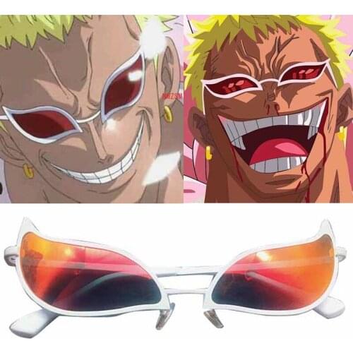 Limited Anime One Piece Donquixote Doflamingo Joker Sunglasses Men Women cosplay Accessories Glasses Halloween props gift
