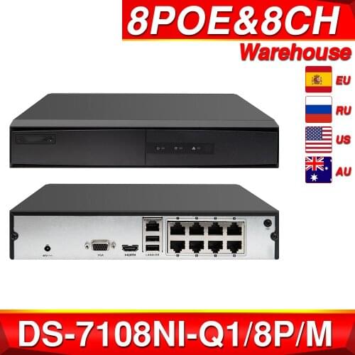 Hikvision Original NVR DS-7108NI-Q1/8P/M 8CH POE NVR 6MP View 4MP Record H.265+ SATA for POE IPC Security Network Video Recorder