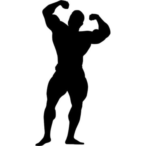 Car Stickers Personalized Stylish Bodybuilding Strongman Car Decoration Stickers Waterproof Cover Scratch Black/white, 19cm*10cm