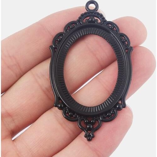 5pcs Black 30x40mm Oval Blank Cabochon Tray Setting Pendants Jewelry Findings