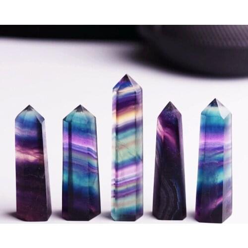Natural colorful fluorite prism Raw stone crystal pillar fluorite mineral specimens home stone furnishings decoration gifts