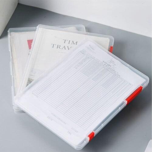 1 Pcs Portable A4 Transparent Storage Box Clear Plastic Document Paper Filling Case File Waterproof Dustproof Office Supplies